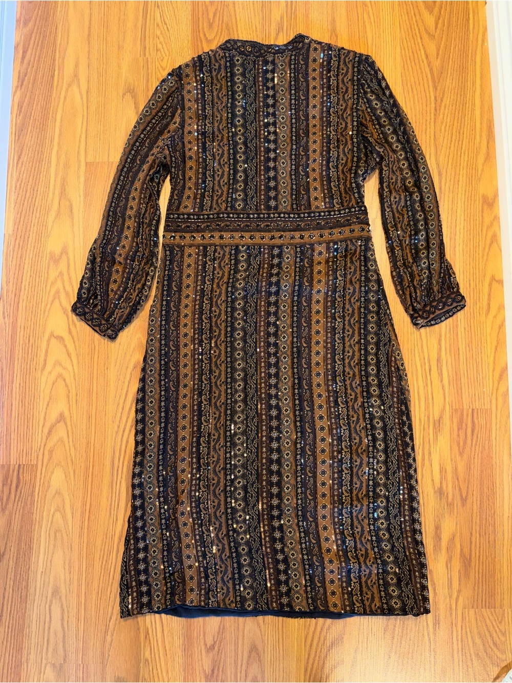 Veronica Beard Black and Brown Striped Midi Dress - Picture 8 of 10